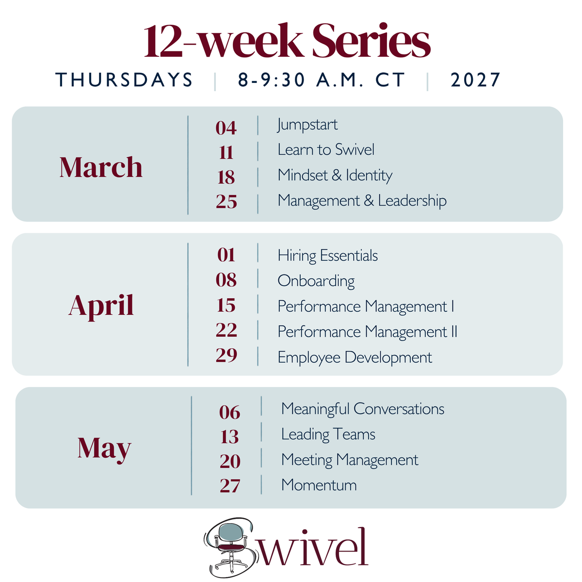 Swivel Series | March 2027